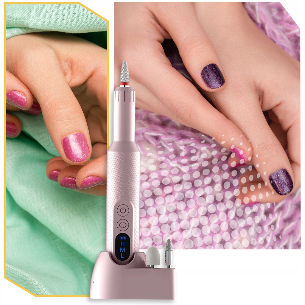 FREZARKA DO PAZNOKCI MANICURE PEDICURE PROFESJONALNA BEZPRZEWODOWA ZESTAW Moment obrotowy 0.02 Nm